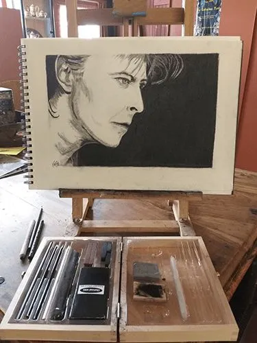 anja noordmans - verdiepen houtskool, portret van david bowie