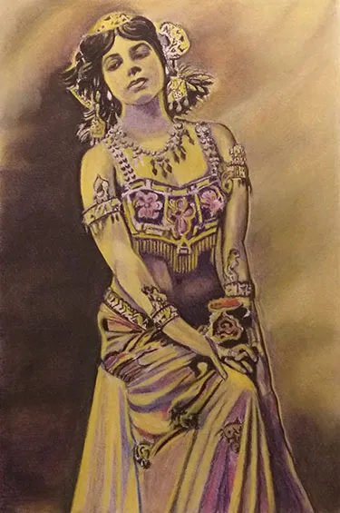 anja noordmans - afwerking pastel portret van mata hari