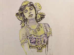 anja noordmans - toevoegen kleur aan pastel portret van mata hari