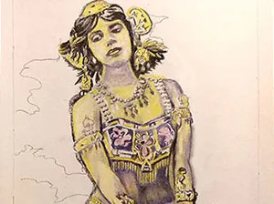 anja noordmans - derwent kleuren pastel portret van mata hari